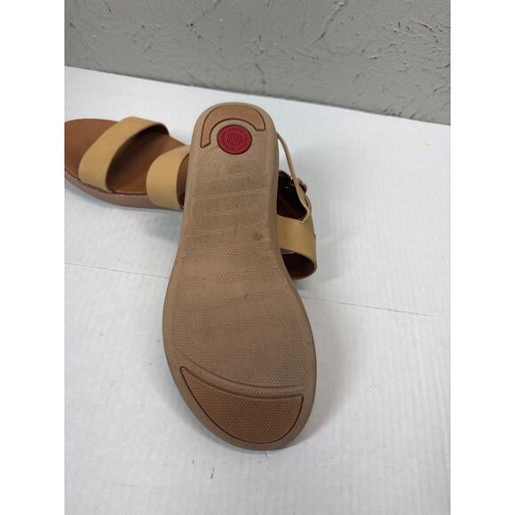 FitFlop Bara Leather Sandals Tan Buckle Two Straps Cushioned Womens Size 9‎ - Picture 4 of 4